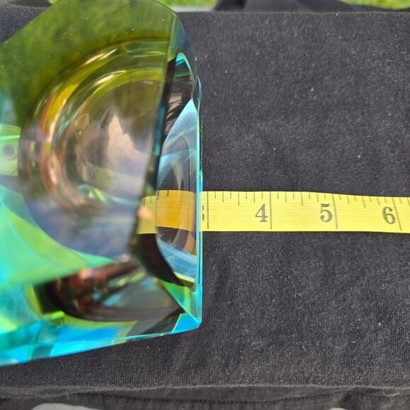 Murano Multi Faceted Submerged Style Glass Ashtray Catch All Heavy *read* - Picture 11 of 14